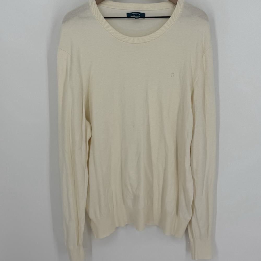 Tommy John Second Skin Cream Crew Neck Sweater Men’s Size 2XL